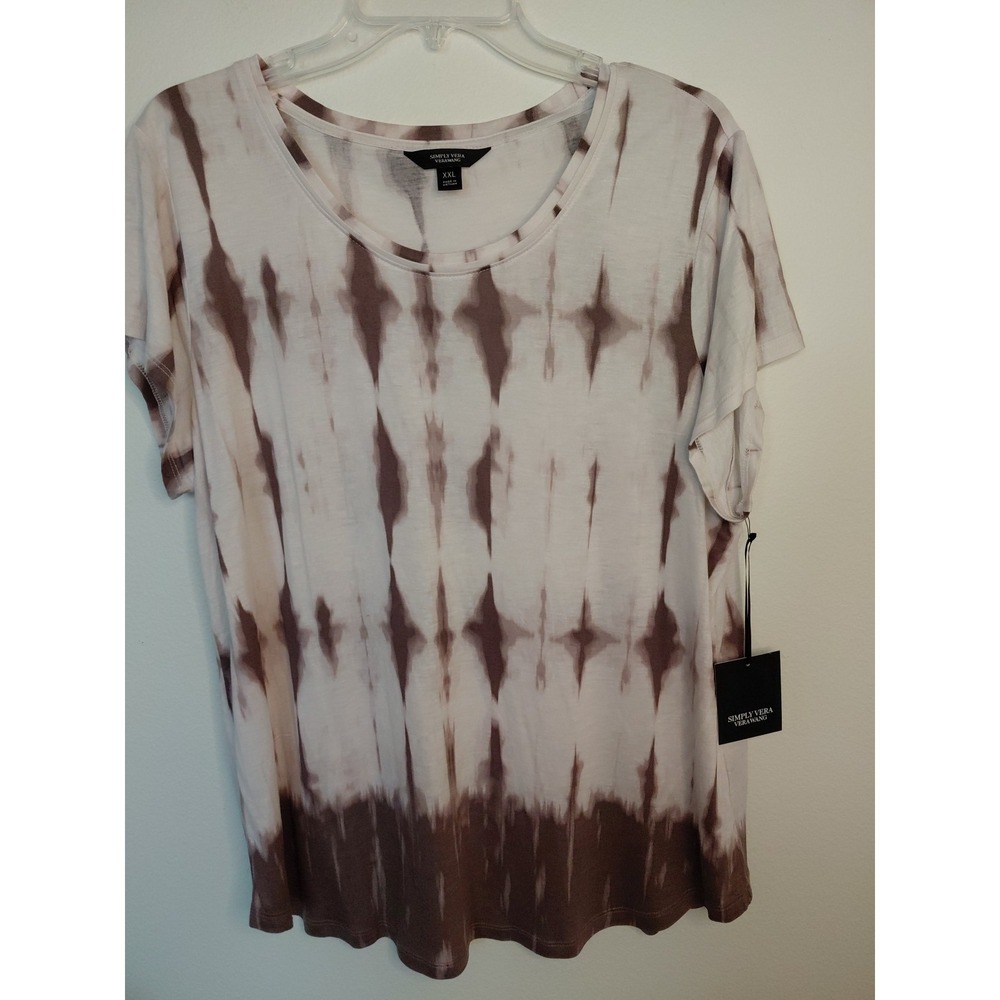SIMPLY VERA WANG Won Women's Top  XXL‎ Light Brown Dip Tie Dye NWT  Boho Casual